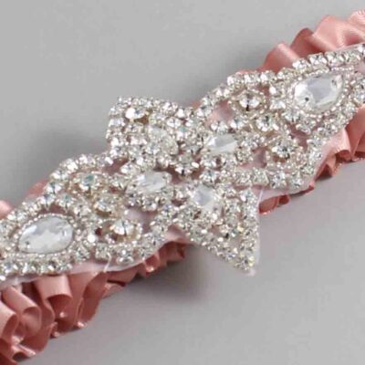 Sweet Nectar Satin Wedding Garter / Solid Pink Wedding Garters / Lorine # (161-161)-01-A09-Silver