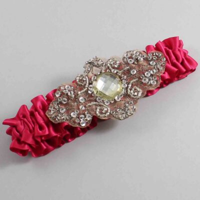 Beauty Satin with Brown Wedding Garter / Pink Wedding Garters / Bijou # (266-266)-01-A01-Antique