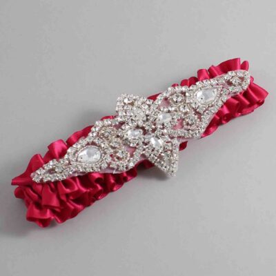 Beauty Satin Wedding Garter / Solid Pink Wedding Garters / Lorine # (266-266)-01-A09-Silver
