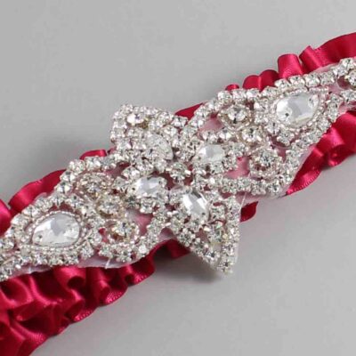 Beauty Satin Wedding Garter / Solid Pink Wedding Garters / Lorine # (266-266)-01-A09-Silver