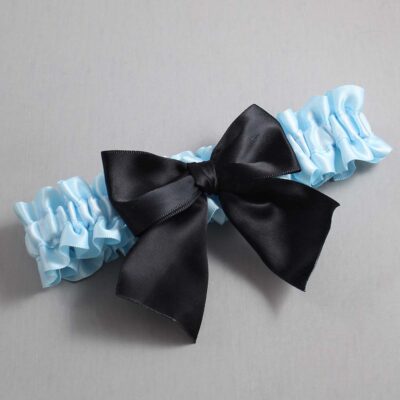 Alice Blue and Black Satin Wedding Garter / Blue and Black Wedding Garters / Wedding Garter / Custom Wedding Garter / Bridal Garter / Prom Garter / Linda Joyce Couture / Personalized Garter / Personalized Wedding Garter / Personalized Prom Garter