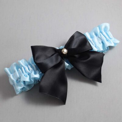 Alice Blue and Black Satin Wedding Garter / Blue and Black Wedding Garters / Wedding Garter / Custom Wedding Garter / Bridal Garter / Prom Garter / Linda Joyce Couture / Personalized Garter / Personalized Wedding Garter / Personalized Prom Garter
