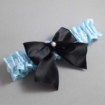 Alice Blue and Black Satin Wedding Garter / Blue and Black Wedding Garters / Wedding Garter / Custom Wedding Garter / Bridal Garter / Prom Garter / Linda Joyce Couture / Personalized Garter / Personalized Wedding Garter / Personalized Prom Garter