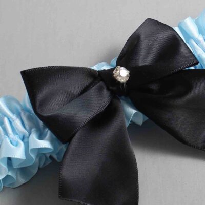 Alice Blue and Black Satin Wedding Garter / Blue and Black Wedding Garters / Wedding Garter / Custom Wedding Garter / Bridal Garter / Prom Garter / Linda Joyce Couture / Personalized Garter / Personalized Wedding Garter / Personalized Prom Garter