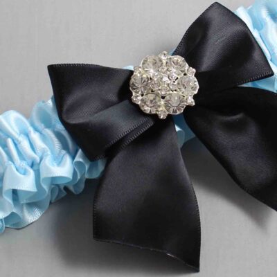 Alice Blue and Black Satin Wedding Garter / Blue and Black Wedding Garters / Wedding Garter / Custom Wedding Garter / Bridal Garter / Prom Garter / Linda Joyce Couture / Personalized Garter / Personalized Wedding Garter / Personalized Prom Garter