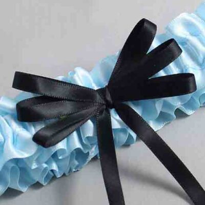 Alice Blue and Black Wedding Garter / Blue Wedding Garters / Wedding Garter / Custom Wedding Garter / Bridal Garter / Prom Garter / Linda Joyce Couture / Personalized Garter / Personalized Wedding Garter / Personalized Prom Garter