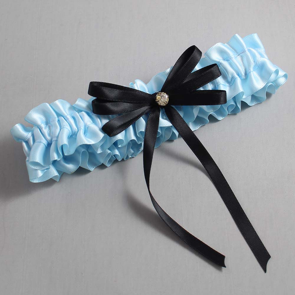 Alice Blue and Black Wedding Garter / Blue Wedding Garters / Wedding Garter / Custom Wedding Garter / Bridal Garter / Prom Garter / Linda Joyce Couture / Personalized Garter / Personalized Wedding Garter / Personalized Prom Garter