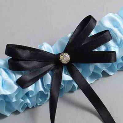 Alice Blue and Black Wedding Garter / Blue Wedding Garters / Wedding Garter / Custom Wedding Garter / Bridal Garter / Prom Garter / Linda Joyce Couture / Personalized Garter / Personalized Wedding Garter / Personalized Prom Garter