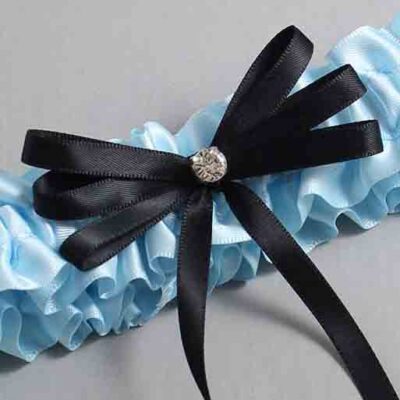 Alice Blue and Black Wedding Garter / Blue Wedding Garters / Wedding Garter / Custom Wedding Garter / Bridal Garter / Prom Garter / Linda Joyce Couture / Personalized Garter / Personalized Wedding Garter / Personalized Prom Garter