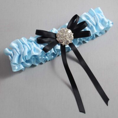 Alice Blue and Black Wedding Garter / Blue Wedding Garters / Wedding Garter / Custom Wedding Garter / Bridal Garter / Prom Garter / Linda Joyce Couture / Personalized Garter / Personalized Wedding Garter / Personalized Prom Garter