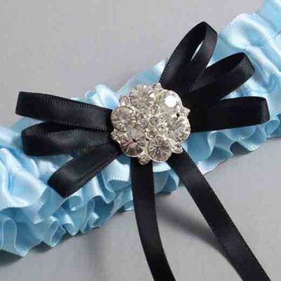 Alice Blue and Black Wedding Garter / Blue Wedding Garters / Wedding Garter / Custom Wedding Garter / Bridal Garter / Prom Garter / Linda Joyce Couture / Personalized Garter / Personalized Wedding Garter / Personalized Prom Garter