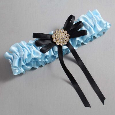 Alice Blue and Black Wedding Garter / Blue Wedding Garters / Wedding Garter / Custom Wedding Garter / Bridal Garter / Prom Garter / Linda Joyce Couture / Personalized Garter / Personalized Wedding Garter / Personalized Prom Garter