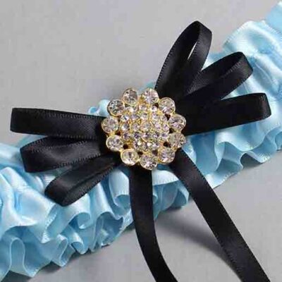 Alice Blue and Black Wedding Garter / Blue Wedding Garters / Wedding Garter / Custom Wedding Garter / Bridal Garter / Prom Garter / Linda Joyce Couture / Personalized Garter / Personalized Wedding Garter / Personalized Prom Garter