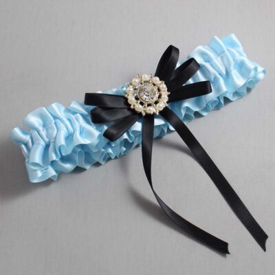 Alice Blue and Black Wedding Garter / Blue Wedding Garters / Wedding Garter / Custom Wedding Garter / Bridal Garter / Prom Garter / Linda Joyce Couture / Personalized Garter / Personalized Wedding Garter / Personalized Prom Garter