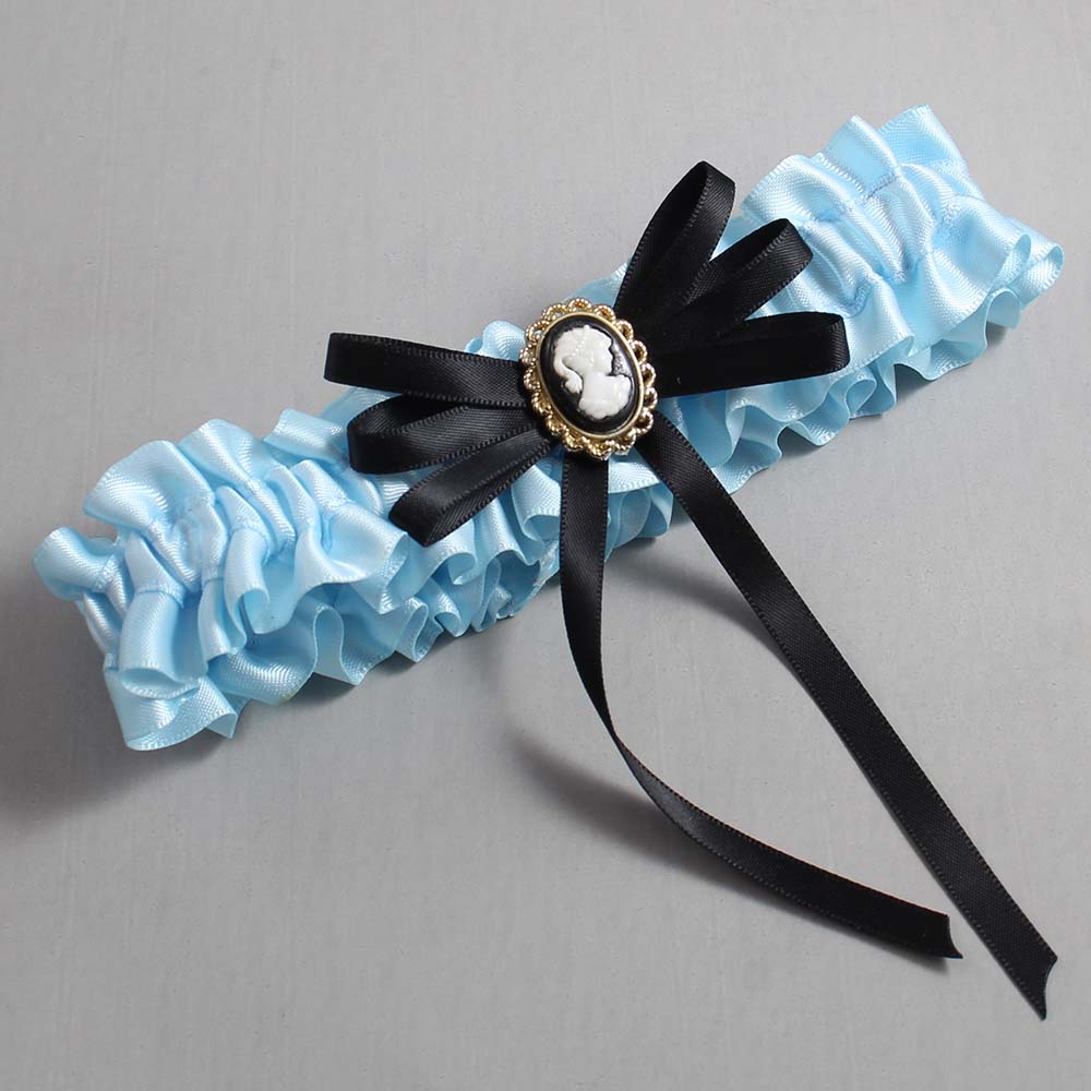 Alice Blue and Black Wedding Garter / Blue Wedding Garters / Wedding Garter / Custom Wedding Garter / Bridal Garter / Prom Garter / Linda Joyce Couture / Personalized Garter / Personalized Wedding Garter / Personalized Prom Garter