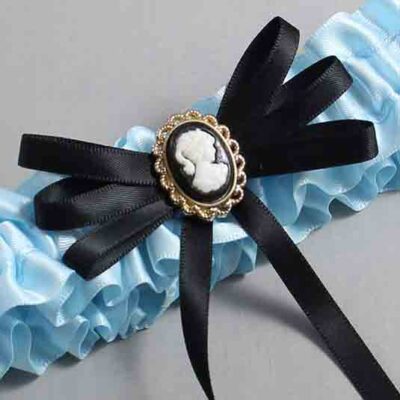 Alice Blue and Black Wedding Garter / Blue Wedding Garters / Wedding Garter / Custom Wedding Garter / Bridal Garter / Prom Garter / Linda Joyce Couture / Personalized Garter / Personalized Wedding Garter / Personalized Prom Garter