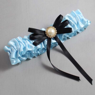 Alice Blue and Black Wedding Garter / Blue Wedding Garters / Wedding Garter / Custom Wedding Garter / Bridal Garter / Prom Garter / Linda Joyce Couture / Personalized Garter / Personalized Wedding Garter / Personalized Prom Garter