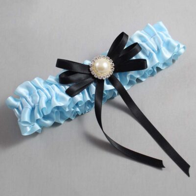 Alice Blue and Black Wedding Garter / Blue Wedding Garters / Wedding Garter / Custom Wedding Garter / Bridal Garter / Prom Garter / Linda Joyce Couture / Personalized Garter / Personalized Wedding Garter / Personalized Prom Garter