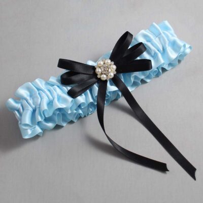 Alice Blue and Black Wedding Garter / Blue Wedding Garters / Wedding Garter / Custom Wedding Garter / Bridal Garter / Prom Garter / Linda Joyce Couture / Personalized Garter / Personalized Wedding Garter / Personalized Prom Garter