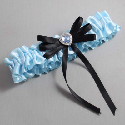 Alice Blue and Black Wedding Garter / Blue Wedding Garters / Wedding Garter / Custom Wedding Garter / Bridal Garter / Prom Garter / Linda Joyce Couture / Personalized Garter / Personalized Wedding Garter / Personalized Prom Garter