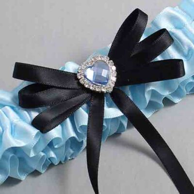 Alice Blue and Black Wedding Garter / Blue Wedding Garters / Wedding Garter / Custom Wedding Garter / Bridal Garter / Prom Garter / Linda Joyce Couture / Personalized Garter / Personalized Wedding Garter / Personalized Prom Garter