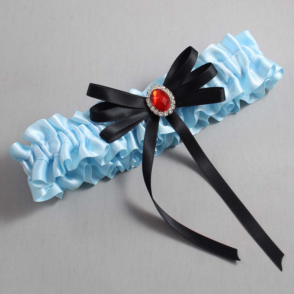Alice Blue and Black Wedding Garter / Blue Wedding Garters / Wedding Garter / Custom Wedding Garter / Bridal Garter / Prom Garter / Linda Joyce Couture / Personalized Garter / Personalized Wedding Garter / Personalized Prom Garter