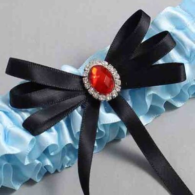 Alice Blue and Black Wedding Garter / Blue Wedding Garters / Wedding Garter / Custom Wedding Garter / Bridal Garter / Prom Garter / Linda Joyce Couture / Personalized Garter / Personalized Wedding Garter / Personalized Prom Garter