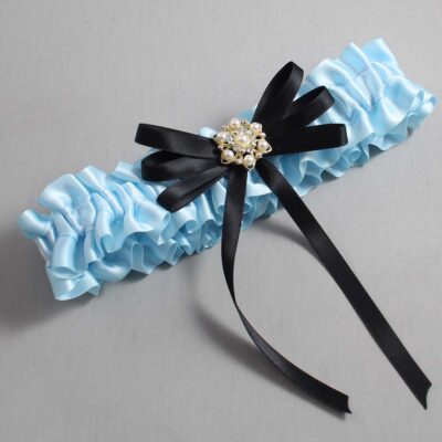 Alice Blue and Black Wedding Garter / Blue Wedding Garters / Wedding Garter / Custom Wedding Garter / Bridal Garter / Prom Garter / Linda Joyce Couture / Personalized Garter / Personalized Wedding Garter / Personalized Prom Garter