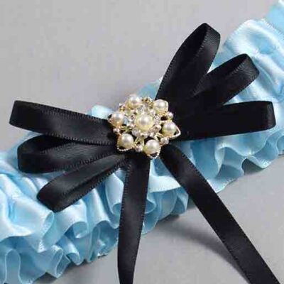 Alice Blue and Black Wedding Garter / Blue Wedding Garters / Wedding Garter / Custom Wedding Garter / Bridal Garter / Prom Garter / Linda Joyce Couture / Personalized Garter / Personalized Wedding Garter / Personalized Prom Garter