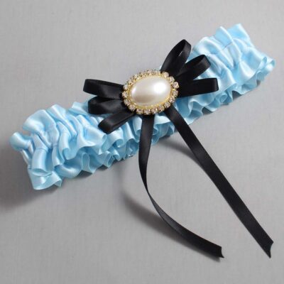 Alice Blue and Black Wedding Garter / Blue Wedding Garters / Wedding Garter / Custom Wedding Garter / Bridal Garter / Prom Garter / Linda Joyce Couture / Personalized Garter / Personalized Wedding Garter / Personalized Prom Garter