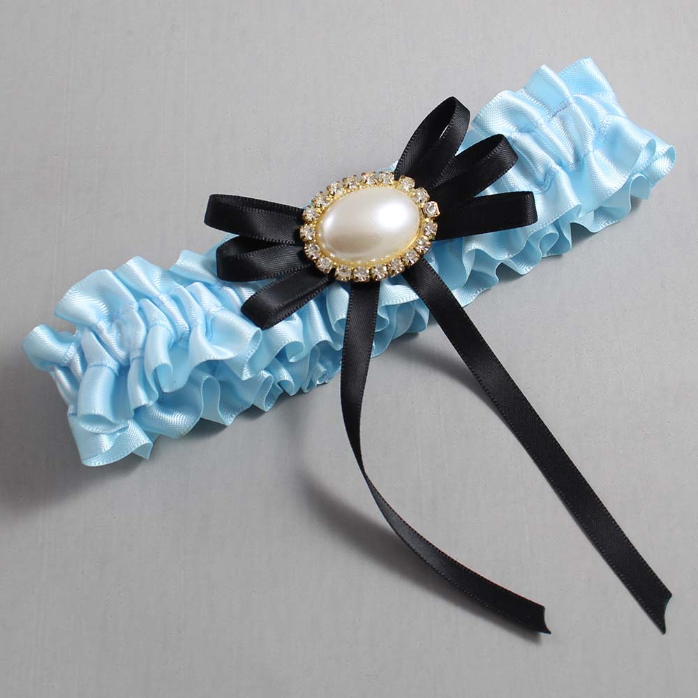 Alice Blue and Black Wedding Garter / Blue Wedding Garters / Wedding Garter / Custom Wedding Garter / Bridal Garter / Prom Garter / Linda Joyce Couture / Personalized Garter / Personalized Wedding Garter / Personalized Prom Garter