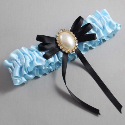 Alice Blue and Black Wedding Garter / Blue Wedding Garters / Wedding Garter / Custom Wedding Garter / Bridal Garter / Prom Garter / Linda Joyce Couture / Personalized Garter / Personalized Wedding Garter / Personalized Prom Garter