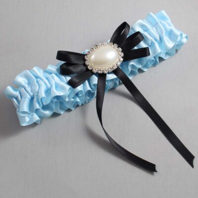 Alice Blue and Black Wedding Garter / Blue Wedding Garters / Wedding Garter / Custom Wedding Garter / Bridal Garter / Prom Garter / Linda Joyce Couture / Personalized Garter / Personalized Wedding Garter / Personalized Prom Garter