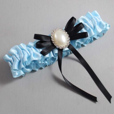Alice Blue and Black Wedding Garter / Blue Wedding Garters / Wedding Garter / Custom Wedding Garter / Bridal Garter / Prom Garter / Linda Joyce Couture / Personalized Garter / Personalized Wedding Garter / Personalized Prom Garter
