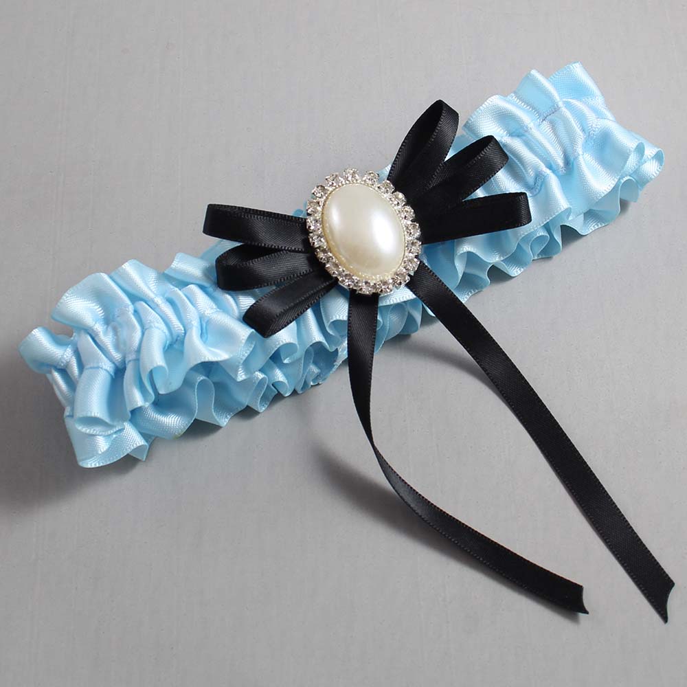 Alice Blue and Black Wedding Garter / Blue Wedding Garters / Wedding Garter / Custom Wedding Garter / Bridal Garter / Prom Garter / Linda Joyce Couture / Personalized Garter / Personalized Wedding Garter / Personalized Prom Garter