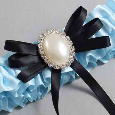 Alice Blue and Black Wedding Garter / Blue Wedding Garters / Wedding Garter / Custom Wedding Garter / Bridal Garter / Prom Garter / Linda Joyce Couture / Personalized Garter / Personalized Wedding Garter / Personalized Prom Garter