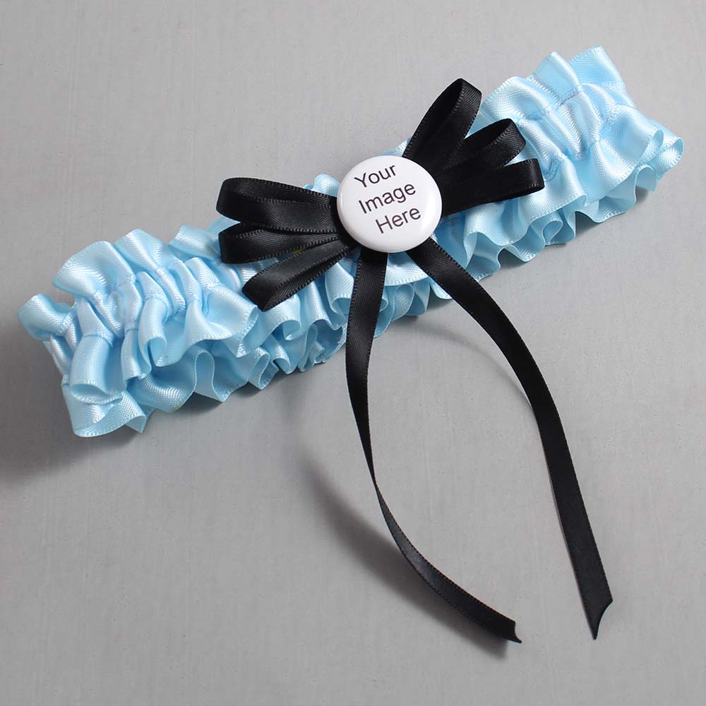 Alice Blue and Black Wedding Garter / Blue Wedding Garters / Wedding Garter / Custom Wedding Garter / Bridal Garter / Prom Garter / Linda Joyce Couture / Personalized Garter / Personalized Wedding Garter / Personalized Prom Garter