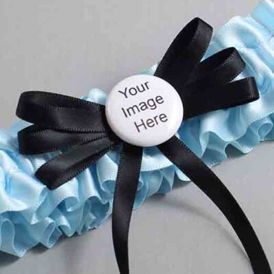 Alice Blue and Black Wedding Garter / Blue Wedding Garters / Wedding Garter / Custom Wedding Garter / Bridal Garter / Prom Garter / Linda Joyce Couture / Personalized Garter / Personalized Wedding Garter / Personalized Prom Garter