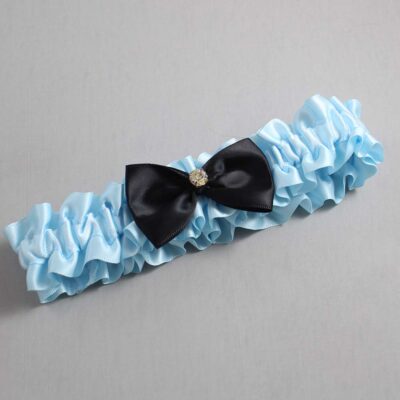 Alice Blue and Black Satin Wedding Garter / Blue Wedding Garters / Wedding Garter / Custom Wedding Garter / Bridal Garter / Prom Garter / Linda Joyce Couture / Personalized Garter / Personalized Wedding Garter / Personalized Prom Garter