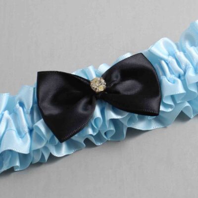 Alice Blue and Black Satin Wedding Garter / Blue Wedding Garters / Wedding Garter / Custom Wedding Garter / Bridal Garter / Prom Garter / Linda Joyce Couture / Personalized Garter / Personalized Wedding Garter / Personalized Prom Garter