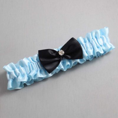 Alice Blue and Black Satin Wedding Garter / Blue Wedding Garters / Wedding Garter / Custom Wedding Garter / Bridal Garter / Prom Garter / Linda Joyce Couture / Personalized Garter / Personalized Wedding Garter / Personalized Prom Garter