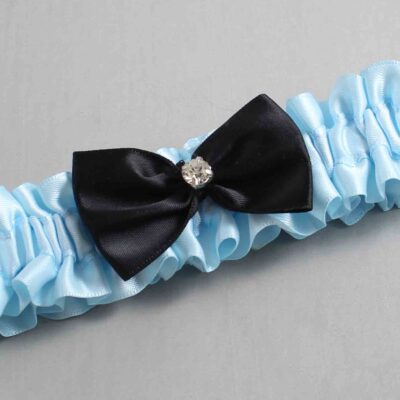 Alice Blue and Black Satin Wedding Garter / Blue Wedding Garters / Wedding Garter / Custom Wedding Garter / Bridal Garter / Prom Garter / Linda Joyce Couture / Personalized Garter / Personalized Wedding Garter / Personalized Prom Garter