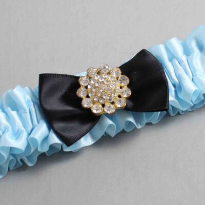 Alice Blue and Black Satin Wedding Garter / Blue Wedding Garters / Wedding Garter / Custom Wedding Garter / Bridal Garter / Prom Garter / Linda Joyce Couture / Personalized Garter / Personalized Wedding Garter / Personalized Prom Garter