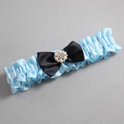 Alice Blue and Black Satin Wedding Garter / Blue Wedding Garters / Wedding Garter / Custom Wedding Garter / Bridal Garter / Prom Garter / Linda Joyce Couture / Personalized Garter / Personalized Wedding Garter / Personalized Prom Garter