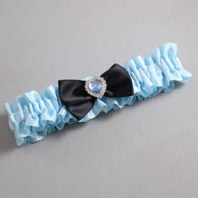 Alice Blue and Black Satin Wedding Garter / Blue Wedding Garters / Wedding Garter / Custom Wedding Garter / Bridal Garter / Prom Garter / Linda Joyce Couture / Personalized Garter / Personalized Wedding Garter / Personalized Prom Garter