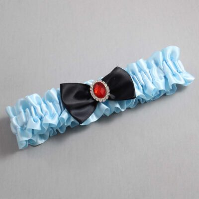 Alice Blue and Black Satin Wedding Garter / Blue Wedding Garters / Wedding Garter / Custom Wedding Garter / Bridal Garter / Prom Garter / Linda Joyce Couture / Personalized Garter / Personalized Wedding Garter / Personalized Prom Garter