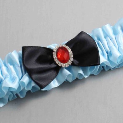 Alice Blue and Black Satin Wedding Garter / Blue Wedding Garters / Wedding Garter / Custom Wedding Garter / Bridal Garter / Prom Garter / Linda Joyce Couture / Personalized Garter / Personalized Wedding Garter / Personalized Prom Garter