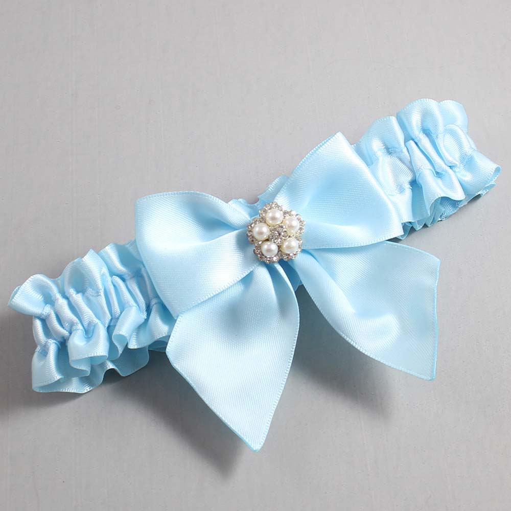 Alice Blue Satin Wedding Garter / Solid Blue Wedding Garters / Wedding Garter / Custom Wedding Garter / Bridal Garter / Prom Garter / Linda Joyce Couture / Personalized Garter / Personalized Wedding Garter / Personalized Prom Garter