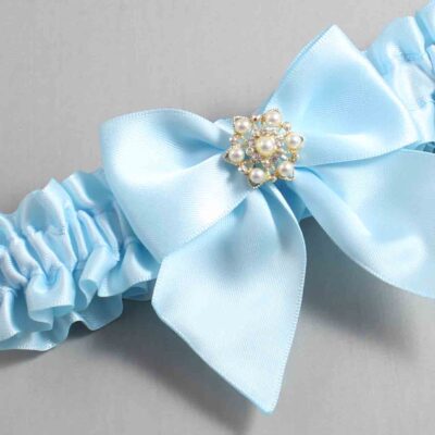 Alice Blue Satin Wedding Garter / Solid Blue Wedding Garters / Wedding Garter / Custom Wedding Garter / Bridal Garter / Prom Garter / Linda Joyce Couture / Personalized Garter / Personalized Wedding Garter / Personalized Prom Garter