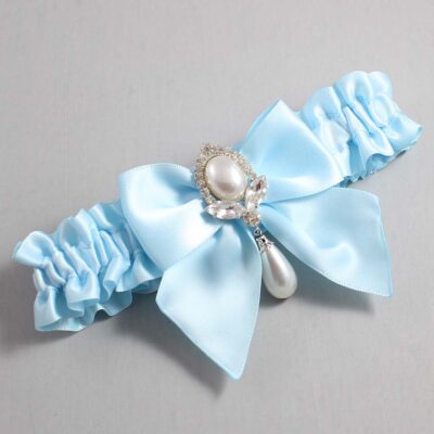 Alice Blue Satin Wedding Garter / Solid Blue Wedding Garters / Wedding Garter / Custom Wedding Garter / Bridal Garter / Prom Garter / Linda Joyce Couture / Personalized Garter / Personalized Wedding Garter / Personalized Prom Garter